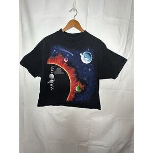 Vtg 1990 Solar System  Sz L USA Single Stich Peter Kull Harlequin- Crop